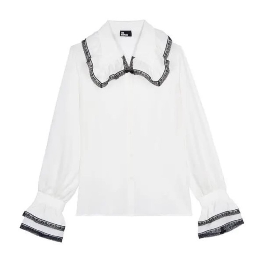 The Kooples Silk Lace Trim Shirt